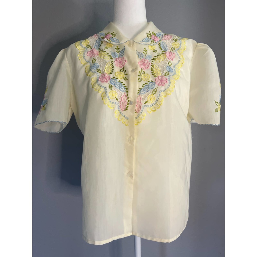 Vintage Embroidered Button Up Blouse